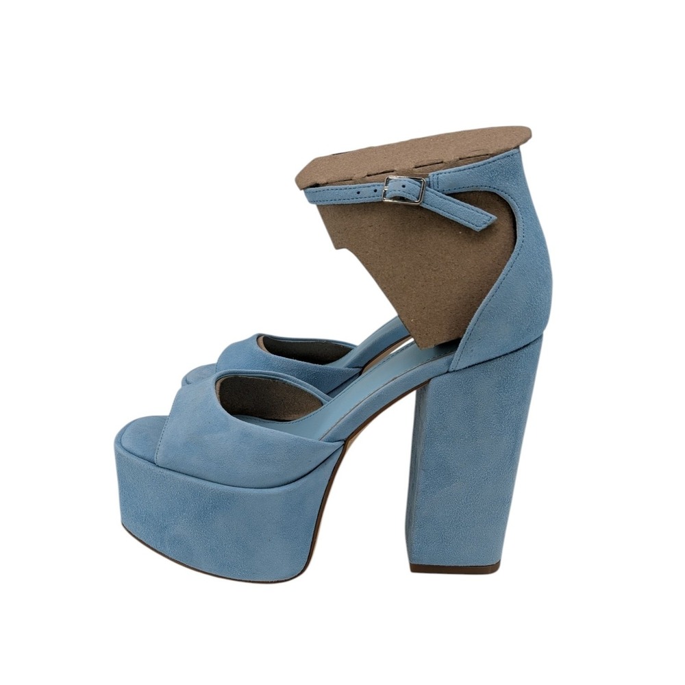 Marc Fisher LTD Della Light Blue Suede Platform Block Heel Sandals Size 6.5 NEW - Picture 3 of 7